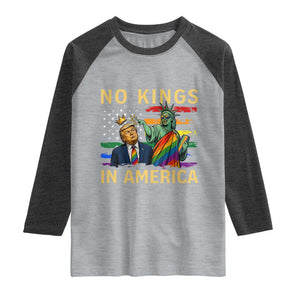 No Kings In America Statue Of Liberty Pride Raglan Shirt Humorous Political Gift TS12 Heather Gray Heather Charcoal Print Your Wear