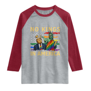 No Kings In America Statue Of Liberty Pride Raglan Shirt Humorous Political Gift TS12 Heather Gray Heather Red Print Your Wear