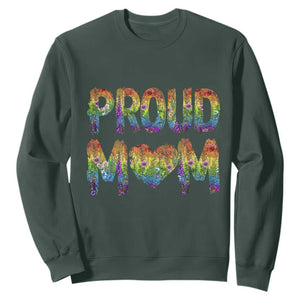Proud Mom LGBTQ Human Rights Support Sweatshirt TS12 Dark Forest Green Print Your Wear