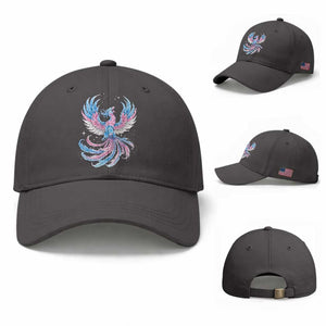 Transgender Phoenix Reborn Baseball Cap Trans Pride Flag Bird TS12 Baseball Cap Universal Fit Dark Gray Print Your Wear