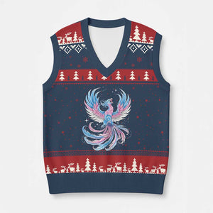 Transgender Phoenix Reborn V-Neck Knit Sweater Vest Trans Pride Flag Bird