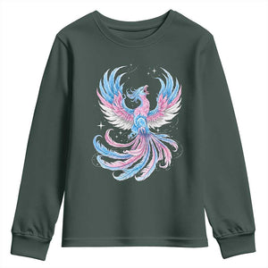 Transgender Phoenix Reborn Youth Sweatshirt Trans Pride Flag Bird