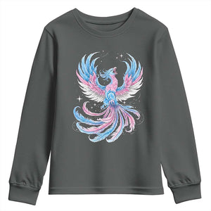 Transgender Phoenix Reborn Youth Sweatshirt Trans Pride Flag Bird