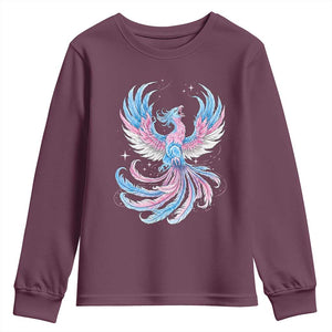 Transgender Phoenix Reborn Youth Sweatshirt Trans Pride Flag Bird