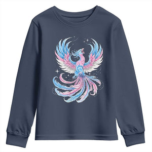 Transgender Phoenix Reborn Youth Sweatshirt Trans Pride Flag Bird