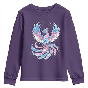 Transgender Phoenix Reborn Youth Sweatshirt Trans Pride Flag Bird