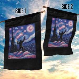 Bigfoot Starry Night Trans Rights Garden Flag Sasquatch LGBTQ Pride TS12 Print Your Wear