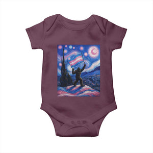 Bigfoot Starry Night Trans Rights Baby Onesie Sasquatch LGBTQ Pride
