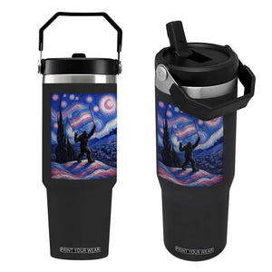Bigfoot Starry Night Trans Rights Flip Straw Tumbler Sasquatch LGBTQ Pride TS12 One Size: 30 oz Black Print Your Wear