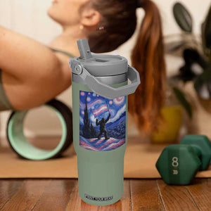 Bigfoot Starry Night Trans Rights Flip Straw Tumbler Sasquatch LGBTQ Pride TS12 One Size: 30 oz Moss Green Print Your Wear