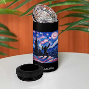 Bigfoot Starry Night Trans Rights 4 in 1 Can Cooler Tumbler Sasquatch LGBTQ Pride TS12 Print Your Wear