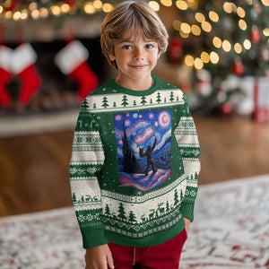 Bigfoot Starry Night Trans Rights Ugly Christmas Sweater Sasquatch LGBTQ Pride TS12 Forest Green Beige Print Your Wear