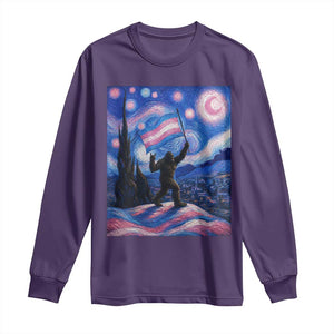 Bigfoot Starry Night Trans Rights Long Sleeve Shirt Sasquatch LGBTQ Pride TS12 Purple Print Your Wear