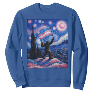 Bigfoot Starry Night Trans Rights Sweatshirt Sasquatch LGBTQ Pride TS12 Royal Blue Print Your Wear