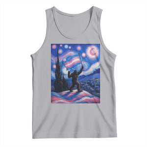 Bigfoot Starry Night Trans Rights Tank Top Sasquatch LGBTQ Pride TS12 Athletic Heather Print Your Wear