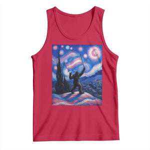 Bigfoot Starry Night Trans Rights Tank Top Sasquatch LGBTQ Pride TS12 Red Print Your Wear