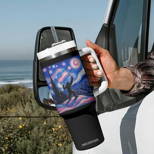 Bigfoot Starry Night Trans Rights Tumbler With Handle Sasquatch LGBTQ Pride