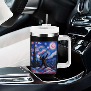 Bigfoot Starry Night Trans Rights Tumbler With Handle Sasquatch LGBTQ Pride