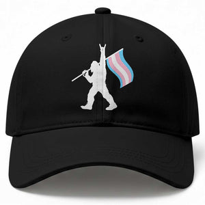 Bigfoot Rock On Trans Pride Flag Baseball Cap Sasquatch LGBTQ Ally TS12 Print Your Wear
