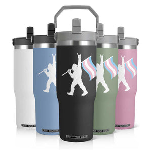 Bigfoot Rock On Trans Pride Flag Flip Straw Tumbler Sasquatch LGBTQ Ally TS12 Print Your Wear