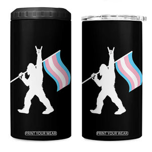 Bigfoot Rock On Trans Pride Flag 4 in 1 Can Cooler Tumbler Sasquatch LGBTQ Ally TS12 One Size: 16 oz Black Print Your Wear