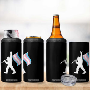 Bigfoot Rock On Trans Pride Flag 4 in 1 Can Cooler Tumbler Sasquatch LGBTQ Ally TS12 Print Your Wear