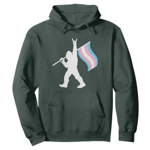 Bigfoot Rock On Trans Pride Flag Hoodie Sasquatch LGBTQ Ally TS12 Dark Forest Green Print Your Wear