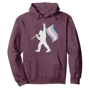 Bigfoot Rock On Trans Pride Flag Hoodie Sasquatch LGBTQ Ally TS12 Maroon Print Your Wear