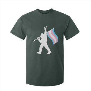 Bigfoot Rock On Trans Pride Flag T Shirt For Kid Sasquatch LGBTQ Ally TS12 Dark Forest Green Print Your Wear