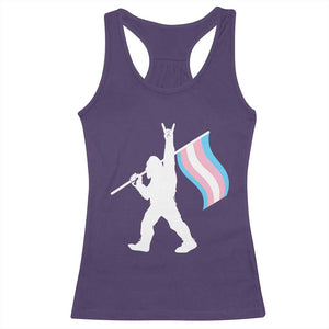 Bigfoot Rock On Trans Pride Flag Racerback Tank Top Sasquatch LGBTQ Ally TS12 Purple Print Your Wear