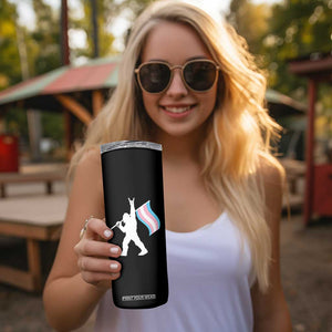 Bigfoot Rock On Trans Pride Flag Skinny Tumbler Sasquatch LGBTQ Ally TS12 Print Your Wear