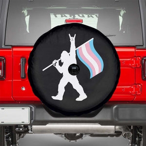 Bigfoot Rock On Trans Pride Flag Spare Tire Cover Sasquatch LGBTQ Ally TS12 Black Print Your Wear