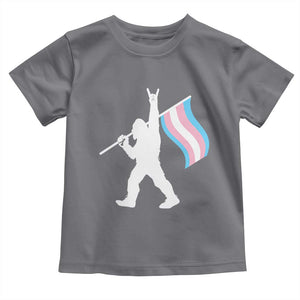 Bigfoot Rock On Trans Pride Flag Toddler T Shirt Sasquatch LGBTQ Ally TS12 Charcoal Print Your Wear