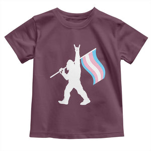 Bigfoot Rock On Trans Pride Flag Toddler T Shirt Sasquatch LGBTQ Ally TS12 Maroon Print Your Wear