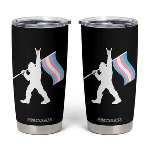 Bigfoot Rock On Trans Pride Flag Tumbler Cup Sasquatch LGBTQ Ally TS12 Black Print Your Wear
