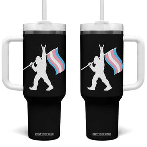 Bigfoot Rock On Trans Pride Flag Tumbler With Handle Sasquatch LGBTQ Ally TS12 One Size: 40 oz Black Print Your Wear