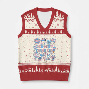 Transgender Pride In My Trans Era V-Neck Knit Sweater Vest Proud Ally Support Graphic TS12 Beige Red Print Your Wear