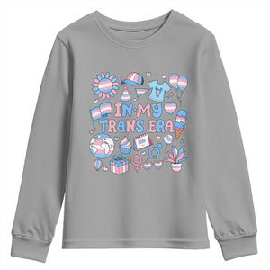 Transgender Pride In My Trans Era Youth Sweatshirt Proud Ally Support Graphic TS12 Sport Gray Print Your Wear