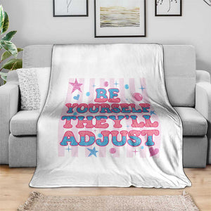 Striped Glitter Effect Printed Trans Rights Throw Blanket Be Yourself They Will Adjust TS12 Print Your Wear
