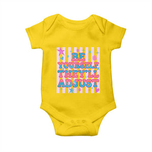 Striped Glitter Effect Printed Trans Rights Baby Onesie Be Yourself They Will Adjust TS12 Daisy Print Your Wear