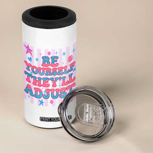 Striped Glitter Effect Printed Trans Rights 4 in 1 Can Cooler Tumbler Be Yourself They Will Adjust TS12 Print Your Wear