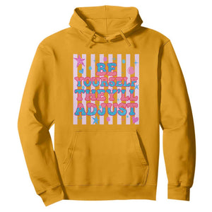 Striped Glitter Effect Printed Trans Rights Hoodie Be Yourself They Will Adjust TS12 Gold Print Your Wear