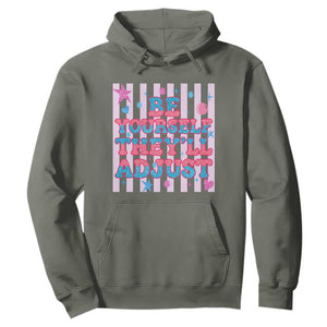 Striped Glitter Effect Printed Trans Rights Hoodie Be Yourself They Will Adjust TS12 Military Green Print Your Wear