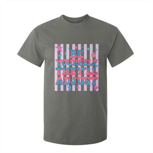 Striped Glitter Effect Printed Trans Rights T Shirt For Kid Be Yourself They Will Adjust TS12 Military Green Print Your Wear