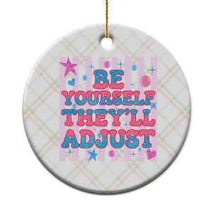 Striped Glitter Effect Printed Trans Rights Ceramic Ornament Be Yourself They Will Adjust TS12 1pc Christmas Plaid Print Your Wear