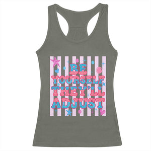 Striped Glitter Effect Printed Trans Rights Racerback Tank Top Be Yourself They Will Adjust TS12 Military Green Print Your Wear