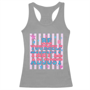 Striped Glitter Effect Printed Trans Rights Racerback Tank Top Be Yourself They Will Adjust TS12 Sport Gray Print Your Wear