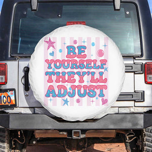 Striped Glitter Effect Printed Trans Rights Spare Tire Cover Be Yourself They Will Adjust TS12 No hole White Print Your Wear