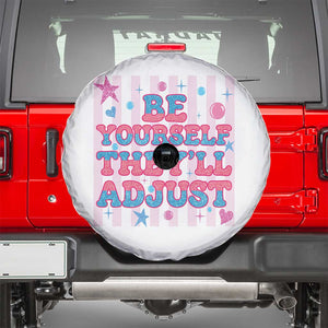 Striped Glitter Effect Printed Trans Rights Spare Tire Cover Be Yourself They Will Adjust TS12 White Print Your Wear