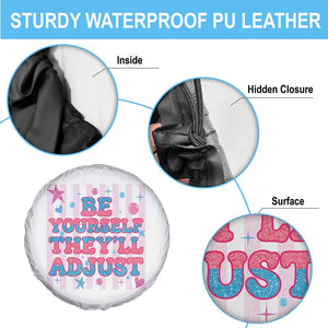 Striped Glitter Effect Printed Trans Rights Spare Tire Cover Be Yourself They Will Adjust TS12 Print Your Wear